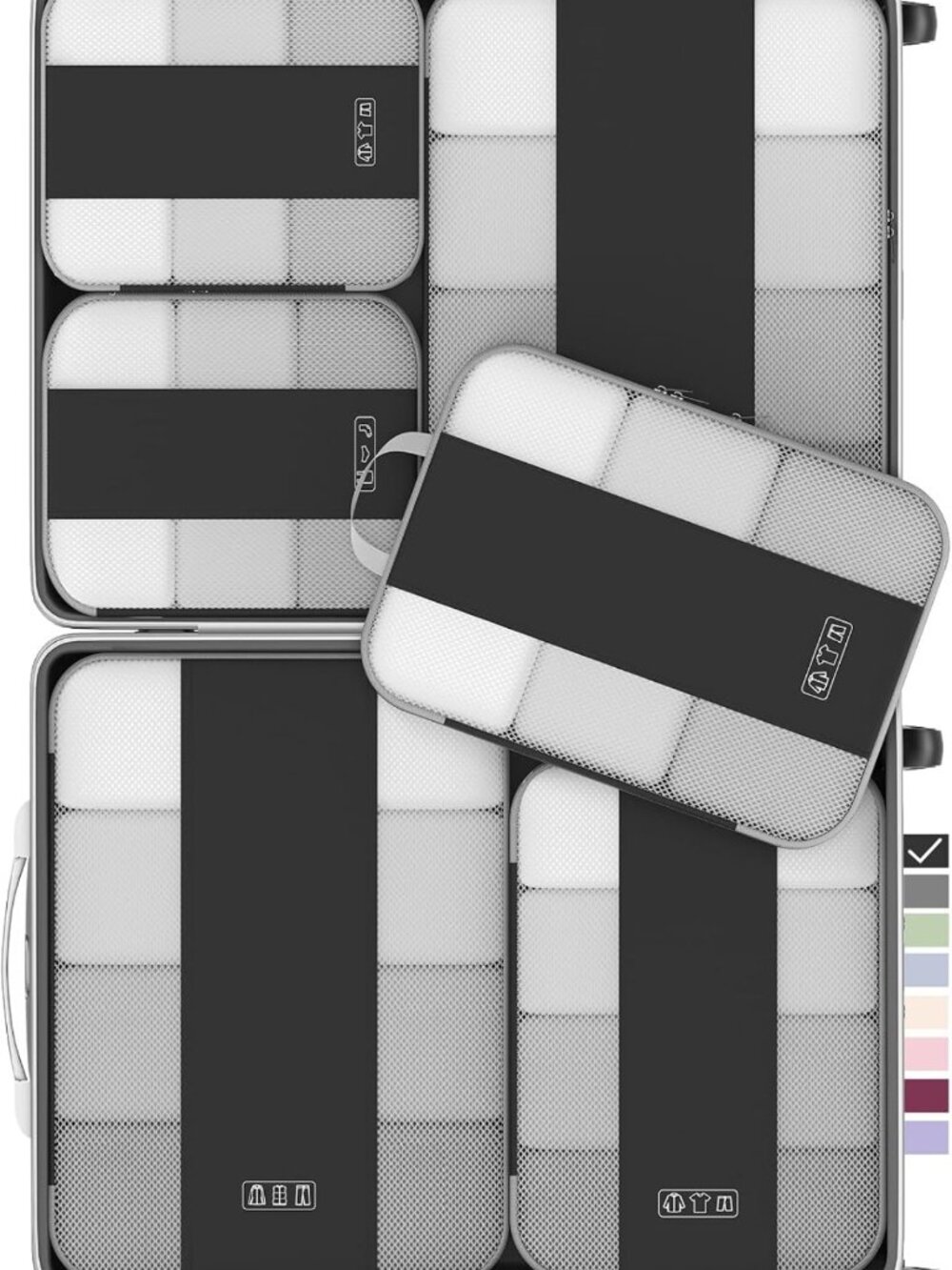 Compression Packing Cubes Set for Travel, Expandable Space Saver Organizers